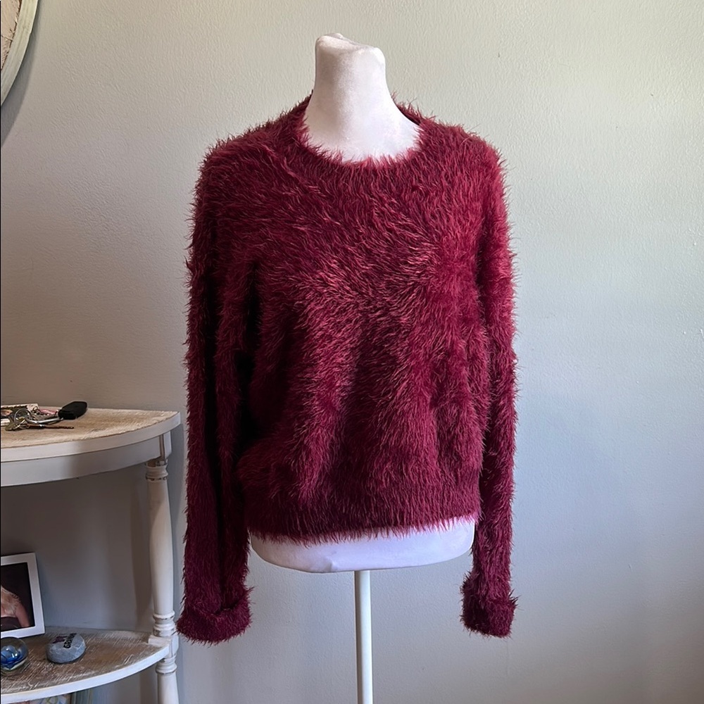 [One Teaspoon] Fuzzy Burgundy Sweater - Size Small